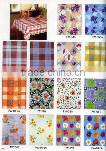 2016 Designed Printed PVC table cover cloth with falannel back
