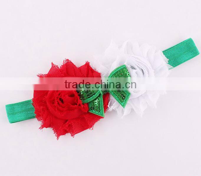 Christmas Shabby flower Baby Toddler Infant Flower Headband Hair Bow Band Accessories