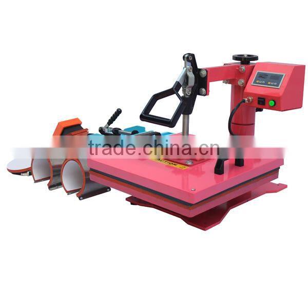 CE Approval 9 in 1 combo heat press machine for t-shirts, mugs, caps and plates