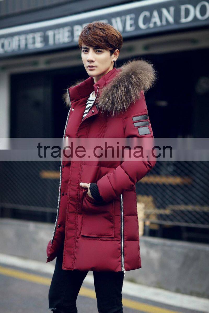 Custom warm fur-collar slim fit casual jacket unisex parka cotton padded winter jacket
