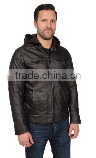 Men's Motorcycle Jacket With Attached Jersey Hood