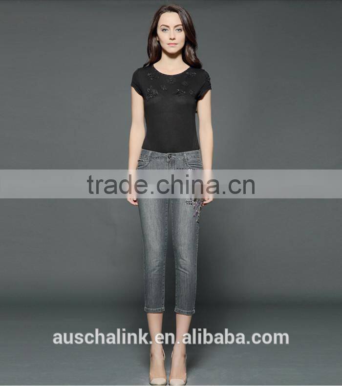 new design women black skinny denim jeans pants wholesale price