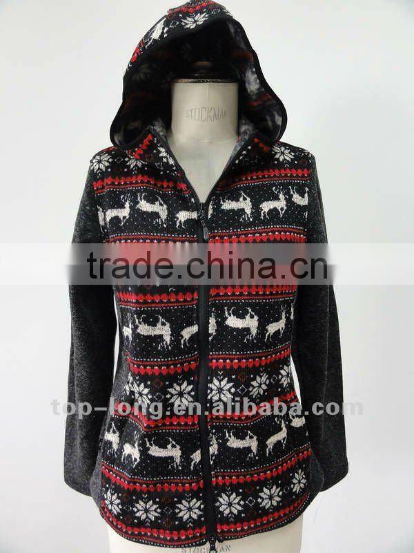 Christmas Outerwear sportswear with hood for women hiking jacket