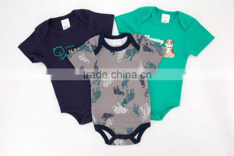 2017 Cheap Good Quality Baby Clothes Colorful Summer 100%Cotton Short Sleeves with Printing Newborn Infant Baby Bodysuits