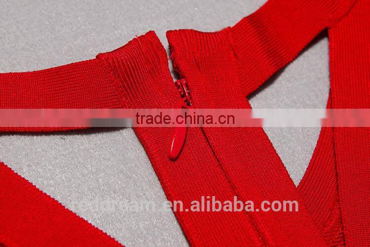 2015 wholesale Lady's latest sexy summer party fashion casual bandage dress with black and red color One-piece Woman dressH1271