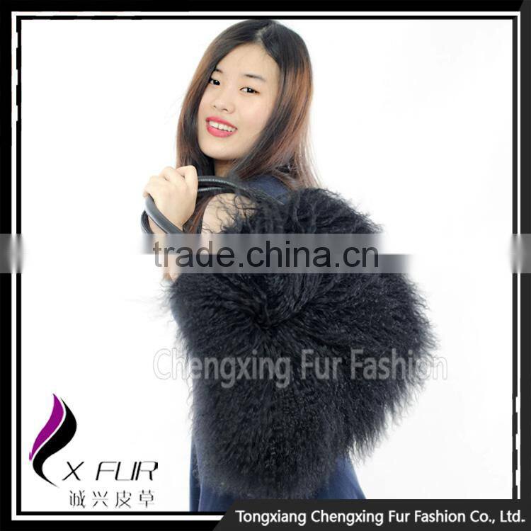 CX-H-24D Wholesale Hand Bags Real Tibetan Lamb Fur Ladies Handbag Tote Bag