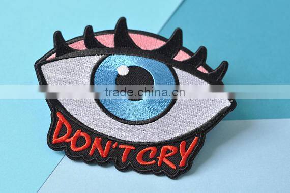 Custom hand made don't cry eye embroidered patch for clothes embroidery patch made in china choose size/color