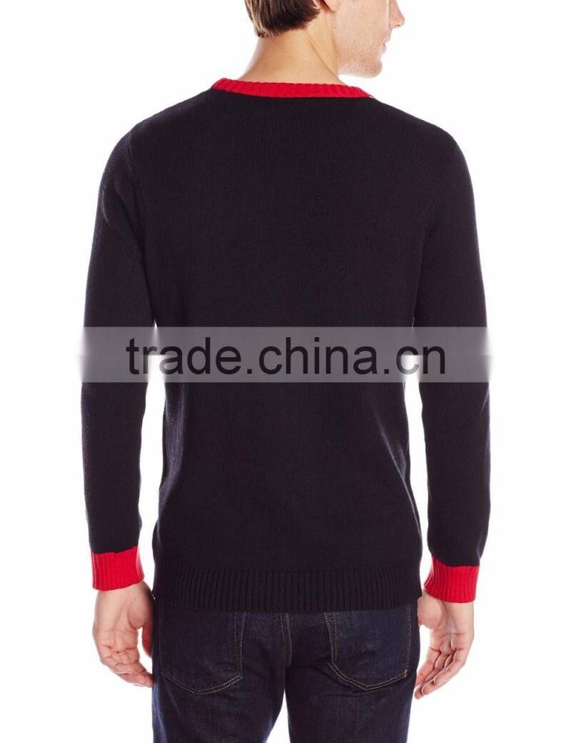 Men Black Sweater Laughing Santa Claus Pattern Wholesale Ugly Christmas Sweater