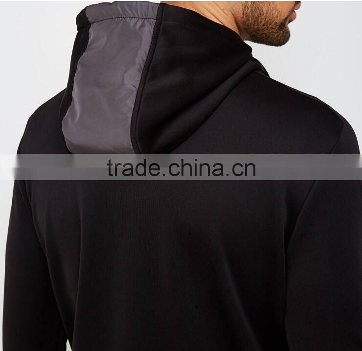 2017 custom cotton balck track men jacket with hoodie