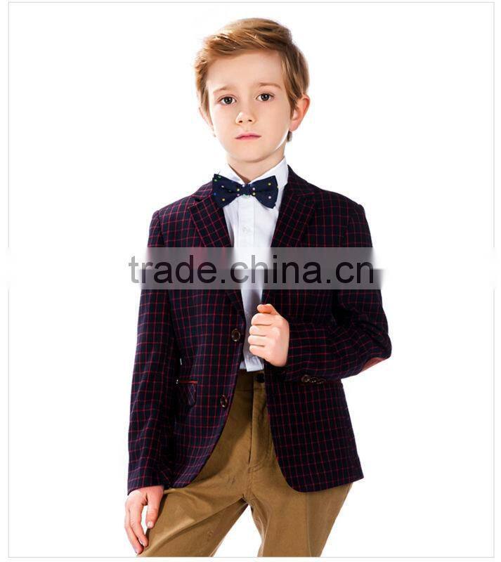 ELPA 2016 Style NXB0025 Boy Gender Plus Size check boy blazer with Red Elbow Patch