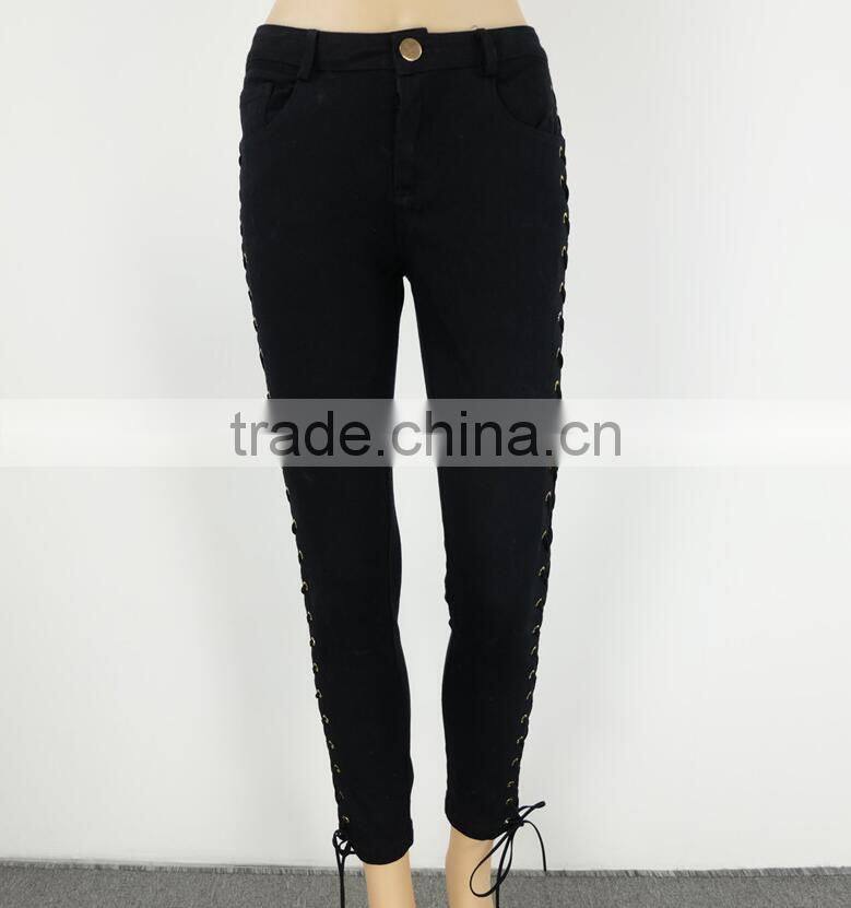 M1161 Runwaylover cross bandage tight pants autumn pants