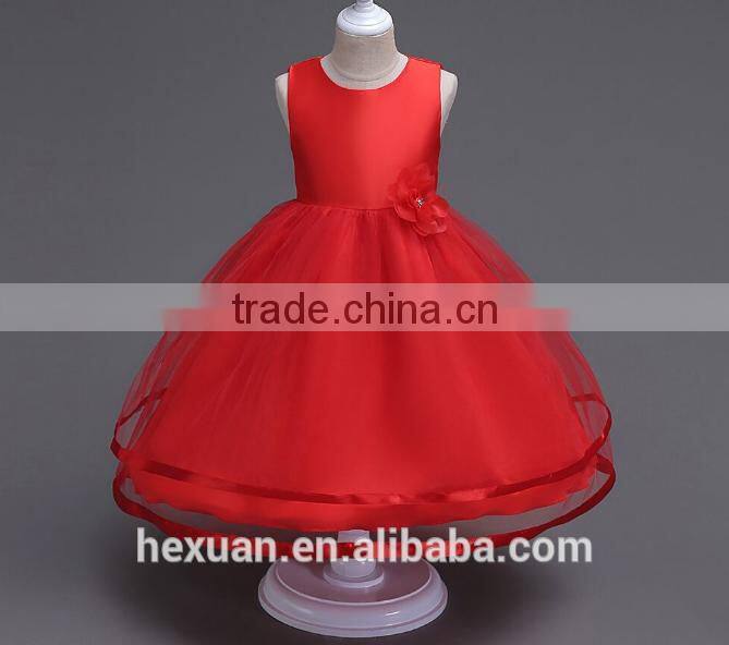 2017 New Arrival Kids Fancy Wedding Matt Satin Dress Baby Girl Evening Party Skirt