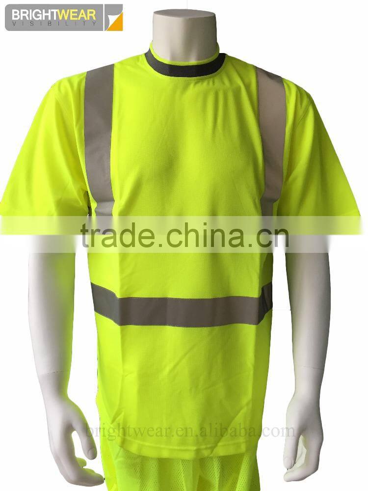 Men's high visibility short sleeve two colored china factory reflective t-shirt