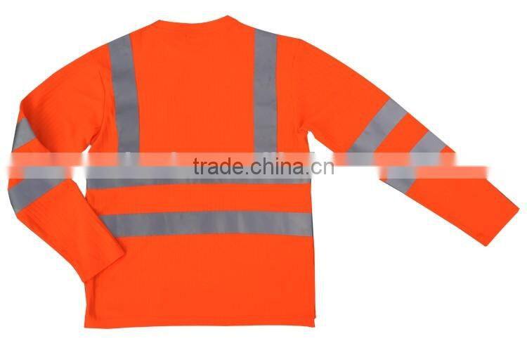Mens knitted safety t-shirt hi vis shirt long sleeve t shirt