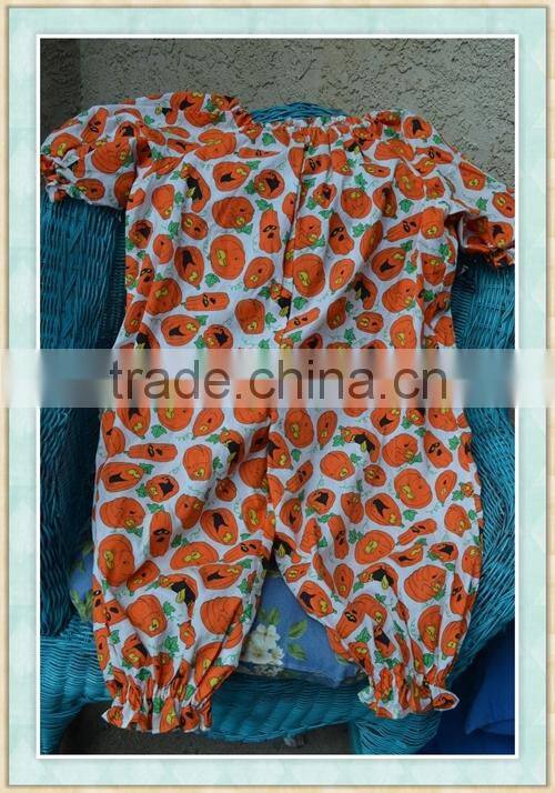 Yiwu factory wholesale girls fashion clothing Halloween pumpkin siamese clothes