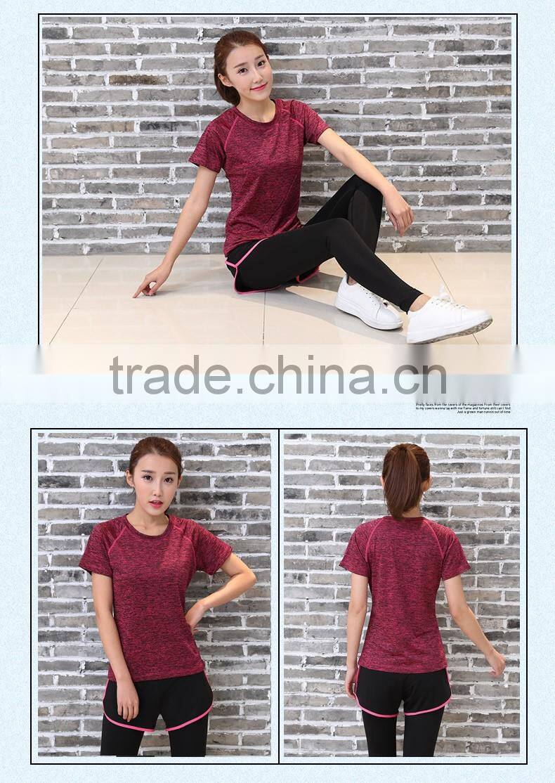 Hot dry fit women running t shirt ,polyester t shirt for running and gym wear
