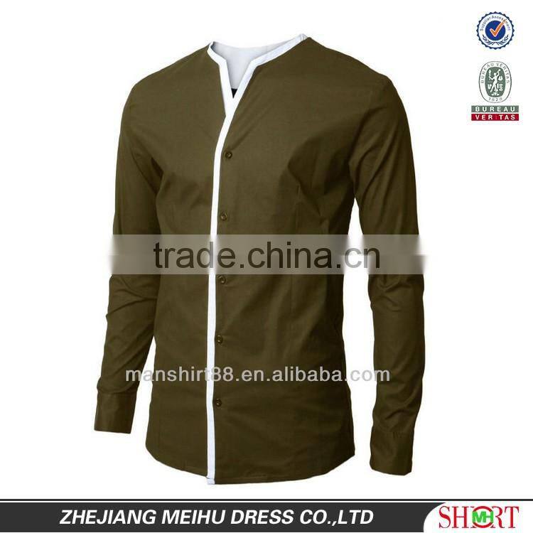 New style shirt design for men fashion clothing popular shirt no collar for men