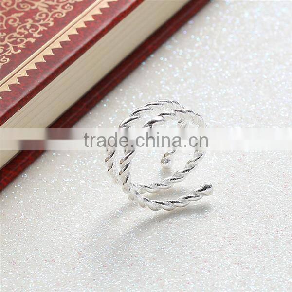 Copper Cable Twisted Open Rings Silver Plated Spiral