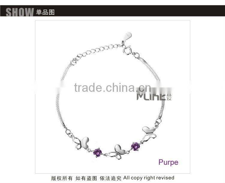 butterfly 925 silver bracelet with CZ stone M3014