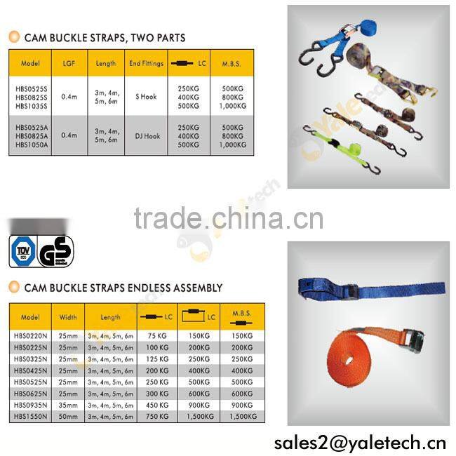 TUV/GS approved 25mm logistic cam buckle strap/cam lock buckle strap/lashing strap belt