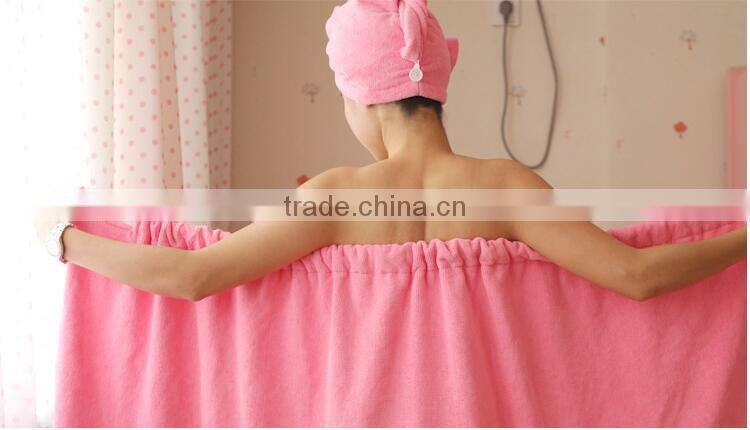 100 per cent cotton bath towel wraps with Nylon fastening ta