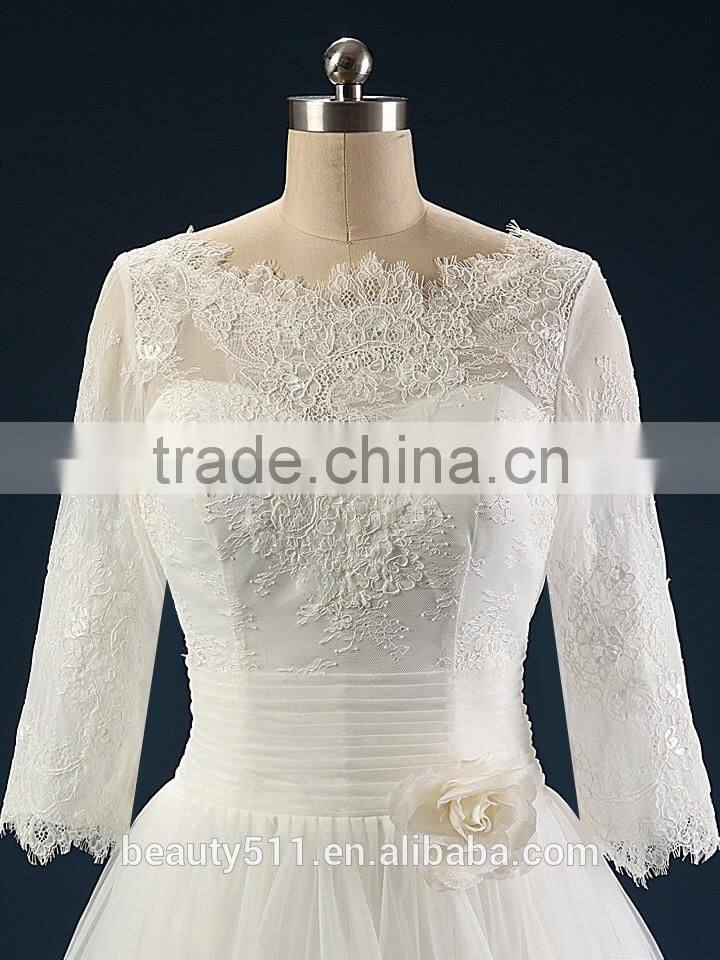 wedding Sexy sweetheart lace mermaid wedding bridal dress for bride Strapless Three-Quarter sleeve bridal gowns AS43201