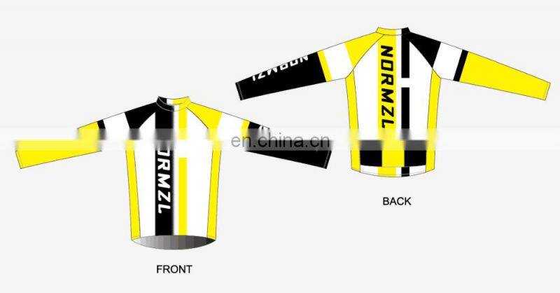 Custom men yellow designs cycling team apparel long sleeve jersey with pants