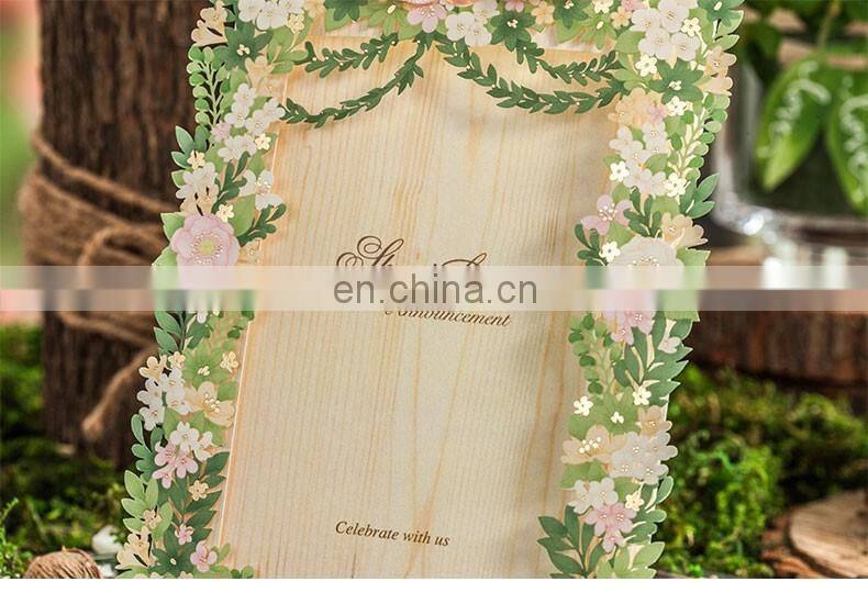European Customized Printing 5116 Luxurious Flower Wedding Invitation Card