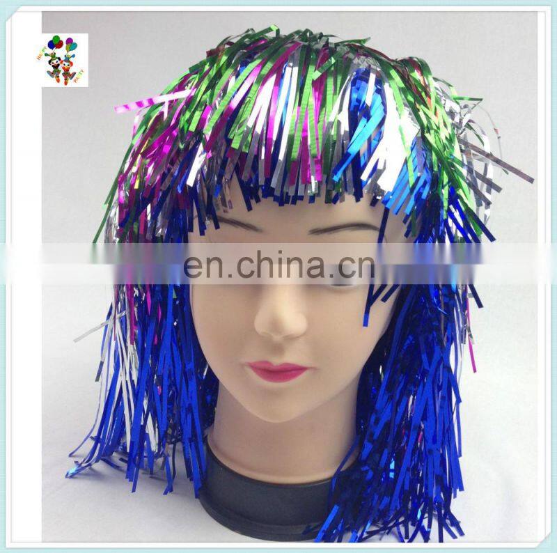 Cheap Carnival Party Unisex Short Mardi Gras Tinsel Wigs HPC-0055