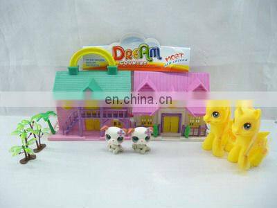 hot sell flashing light and music plastic b/o villa toys