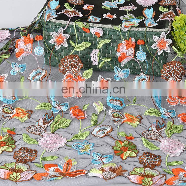 2017 popular fashion embroidery flower dress making lace fabric HX-014