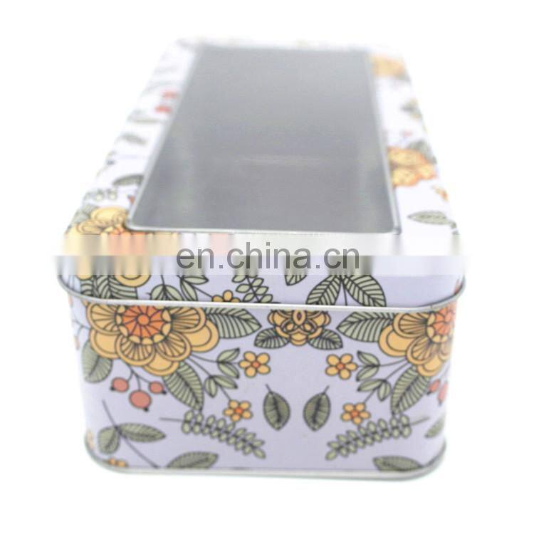 Rectangular tin box cosmetic tins with clear window top