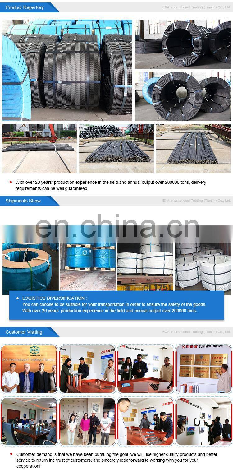 China Supplier high tensile SWRH 77B 15.24mm pc steel strand for prestressed anchorage