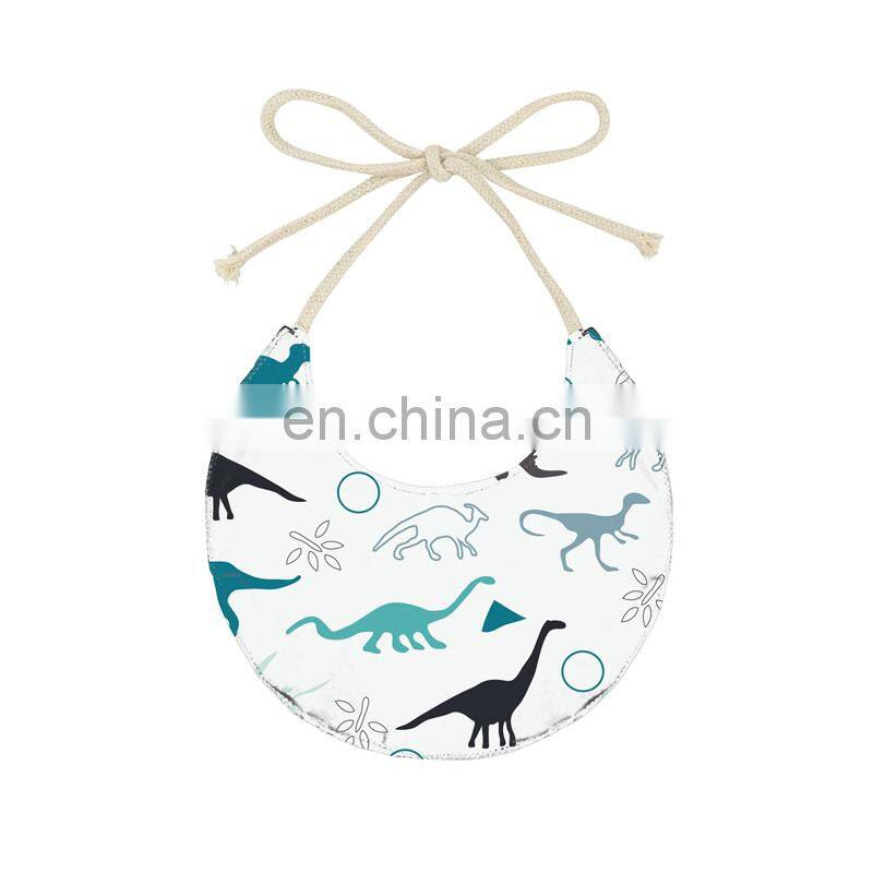 Cute cat footprints soft round shape double side toddler baby bandana drool bibs