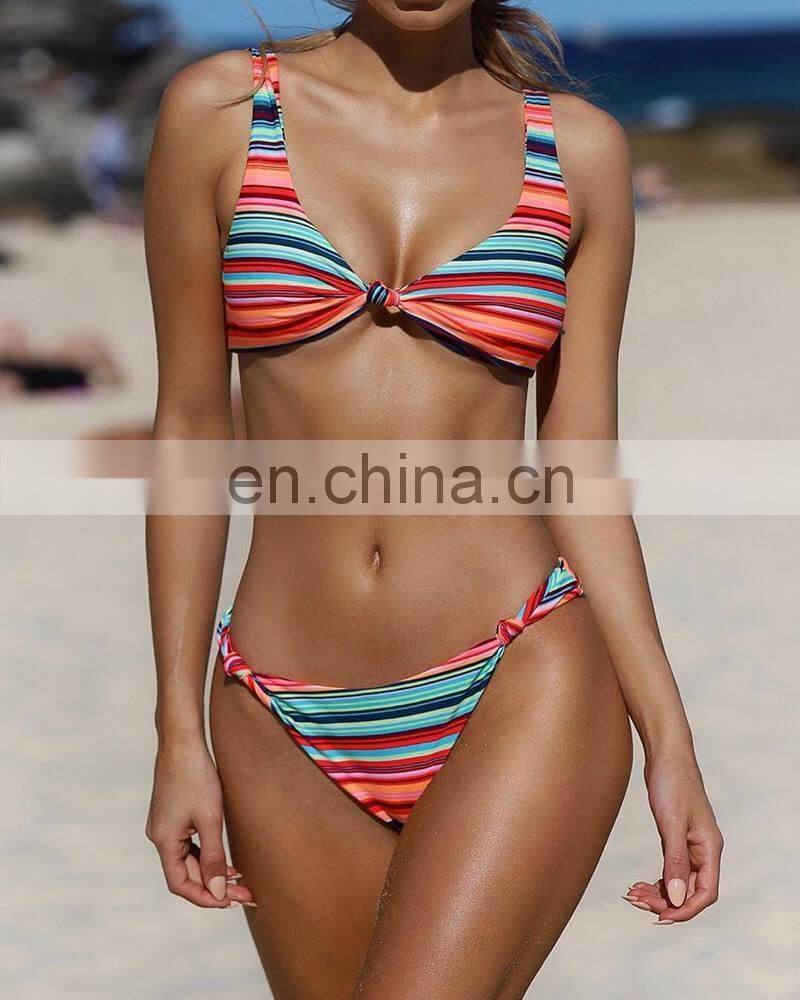 Sexy Bikini Swimwear Women Push Up Swimsuit Bandage Bikini Set Brazilian Summer Beach Bathing Suits female Biquini Stripes