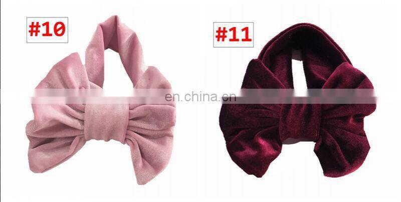 11Colors Girl Pleuche Headband Kids Solid Color hairband with big bow