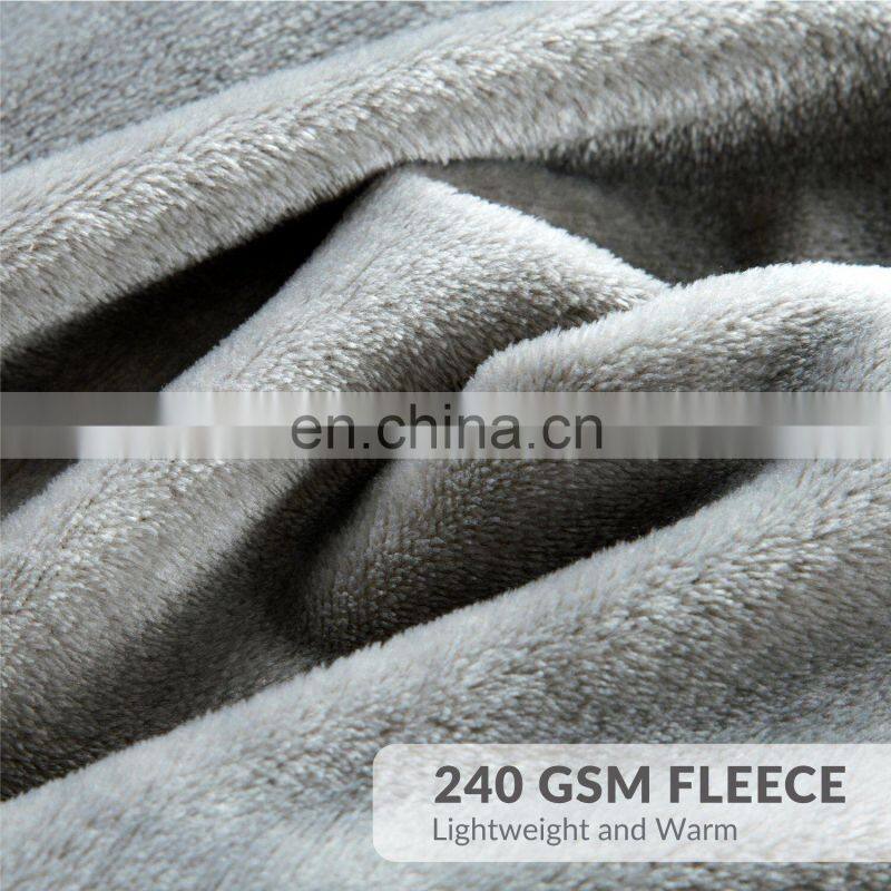 Silver Grey Travel Size Super Soft Fluffy Warm Solid Bed Throws Flannel Fleece Blanket