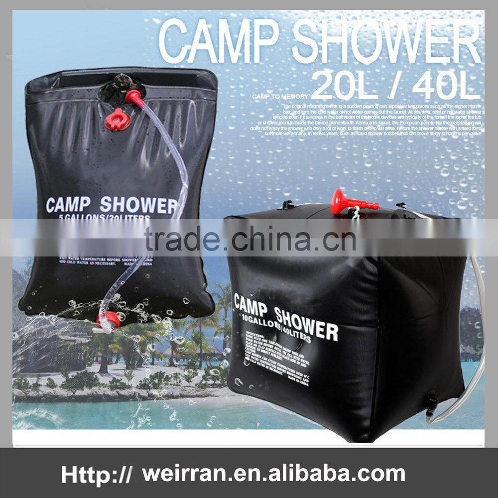 (74664) 40L black solar heating outdoor emergency neccessity portable camping shower bag