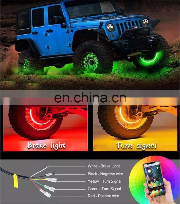 New Double Sides LEDs Wheel Ring Light 15.5 inch Car Truck RGB Control Multicolor