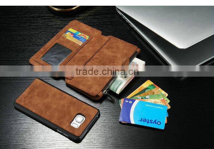 best sale genuine leather for Samsung NOTE 5 case, for Samsung NOTE 5 detachable wallet case
