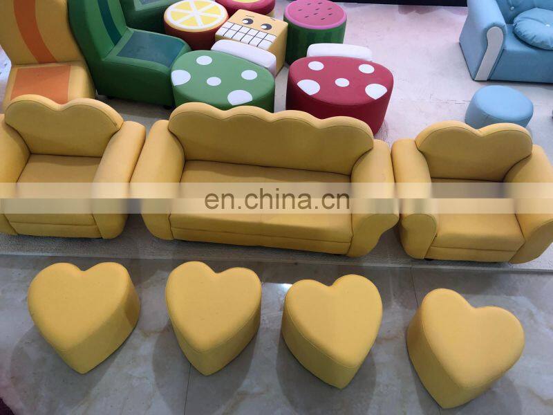 Kindergarten Kid Furniture Wooden Frame Children Bedroom Sponge Soft Sofa Chair for Wholesale