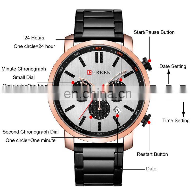 CURREN 8315 Men's Fashion&Casual Watch Japan Quartz Movement Stainless Steel Band Business Watch
