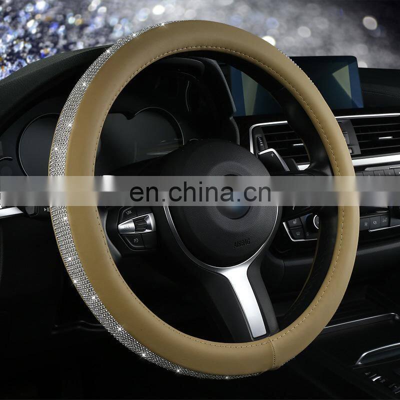 Bling Bling Car Steering Wheel Cover Protector For Women Girls Rhinestones Crystal Car Interior Decoration Auto Accessories