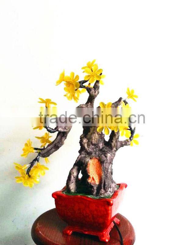 Indoor lighted LED artificial maple bonsai tree