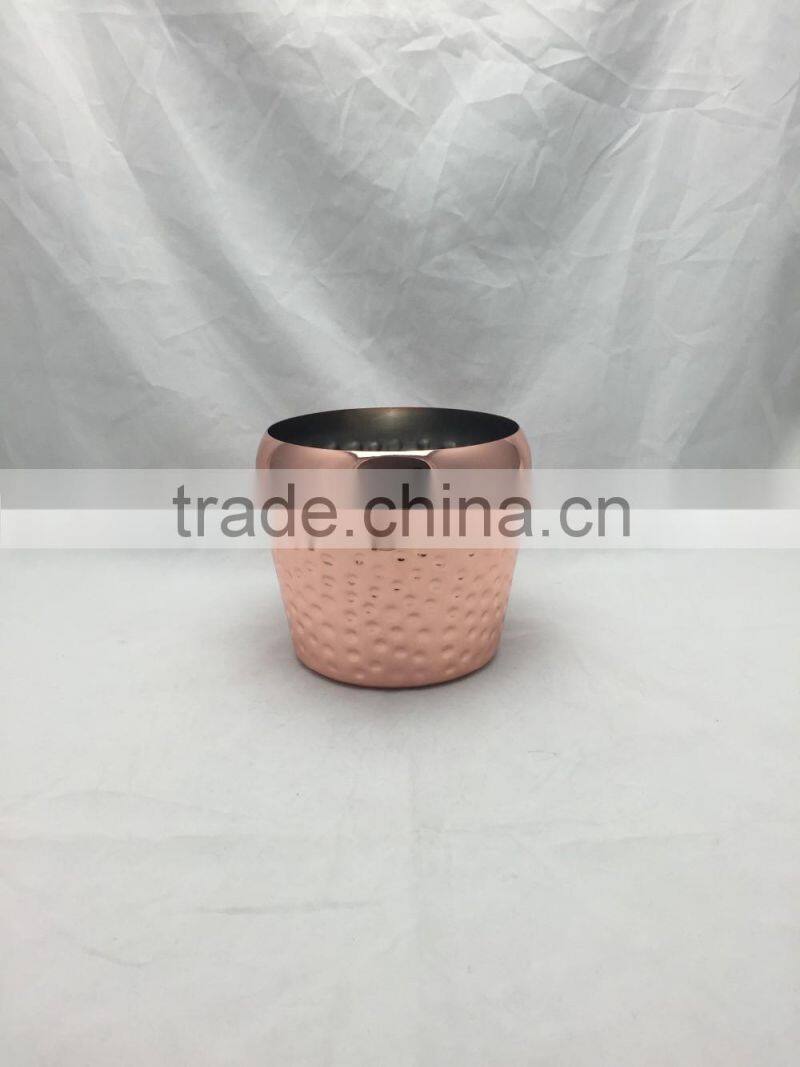 2L Hammered 304 stainless steel bucket, copper plated ice bucket, ice cooler ice pail, beer bucket