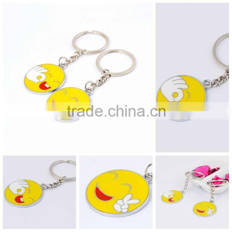Hot new key chain yellow smile face metal keychain