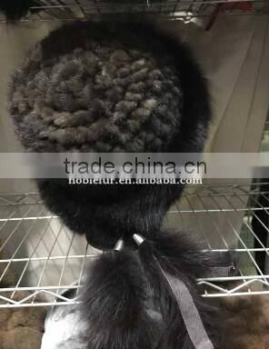 new stylish and high thickness mink fur Princess headwear with long and fluffy tail