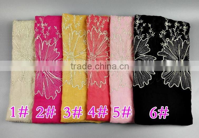 Latest Design Spring Korean Fashion Embroidery Floral Shawl Women Scarf