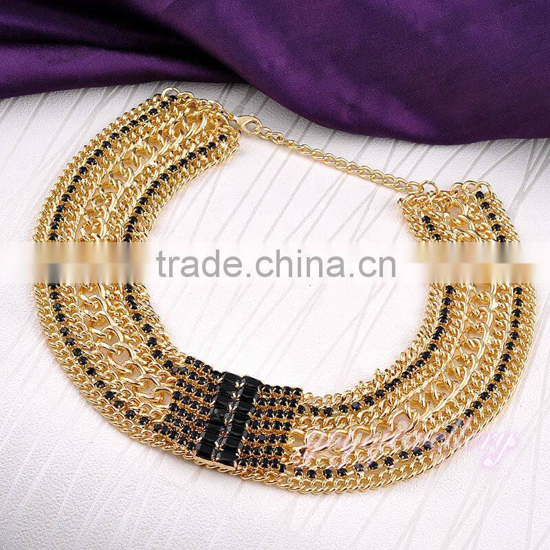 New design gold plated choker wholesale chunky statement necklace in china