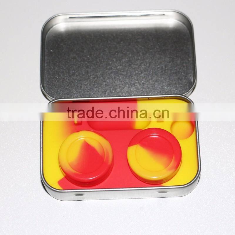 2016 New Fashion 10ml non-stick custom silicone jar in metal box